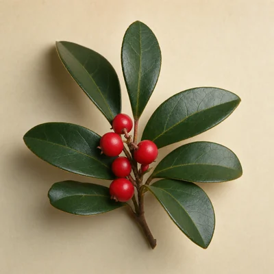 Wintergreen leaves and berries — Gaultheria procumbens
